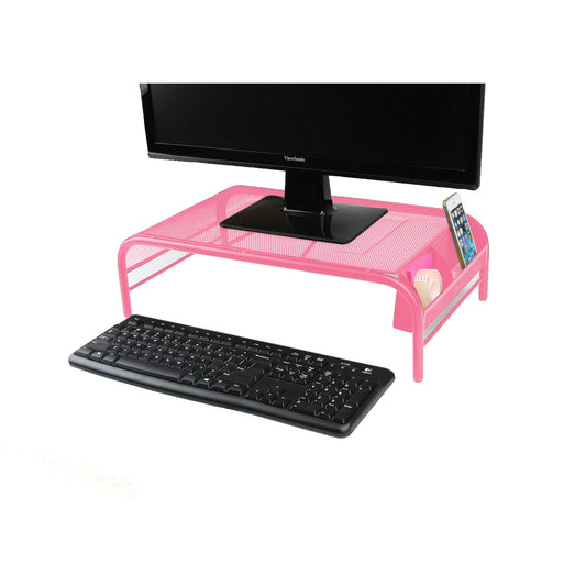 Mind Reader Monitor Stand, Ventilated Laptop Riser, Desktop Organizer, Side Storage, Metal Mesh