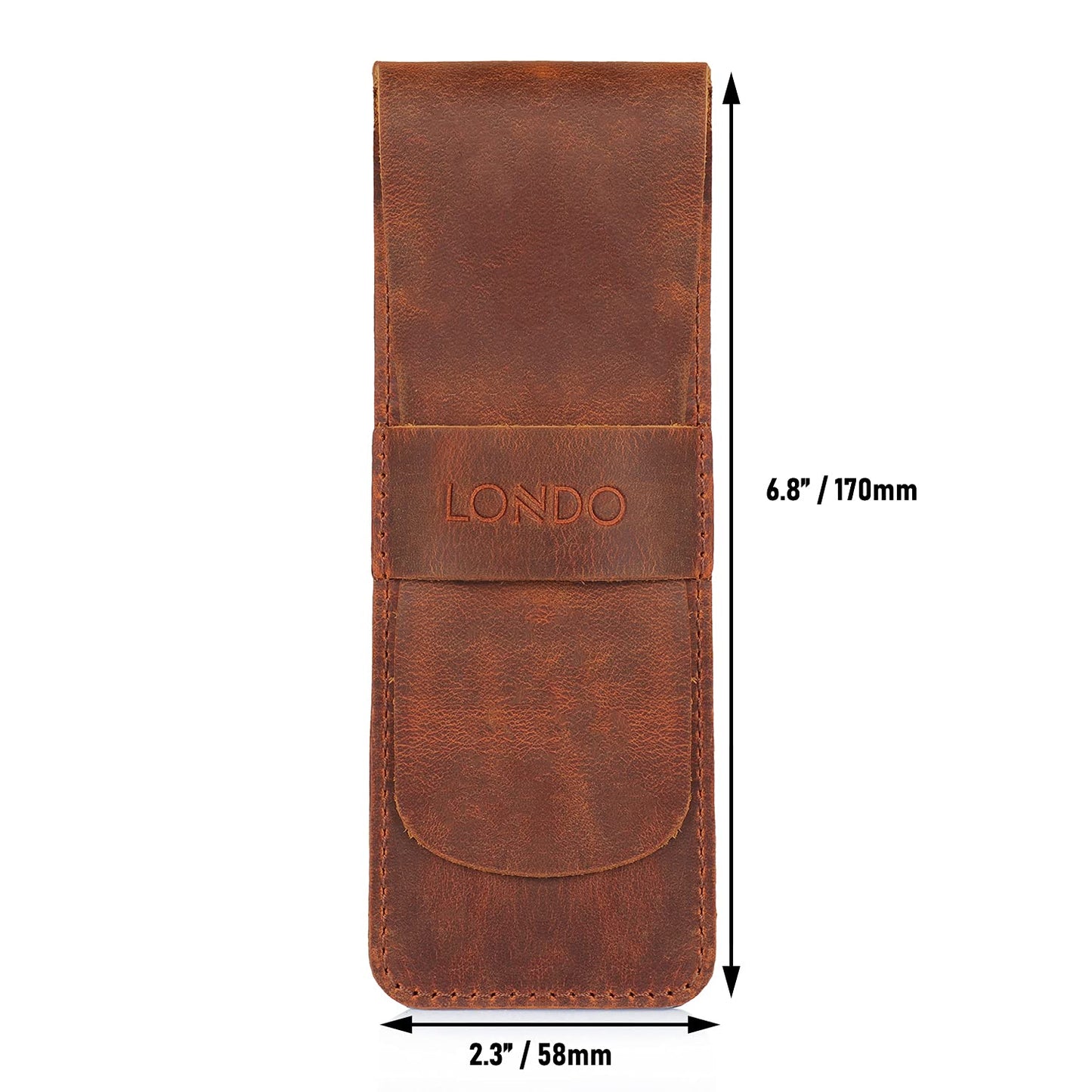 Londo Genuine Leather Pen and Pencil Case with Tuck in Flap, Stationery Bag