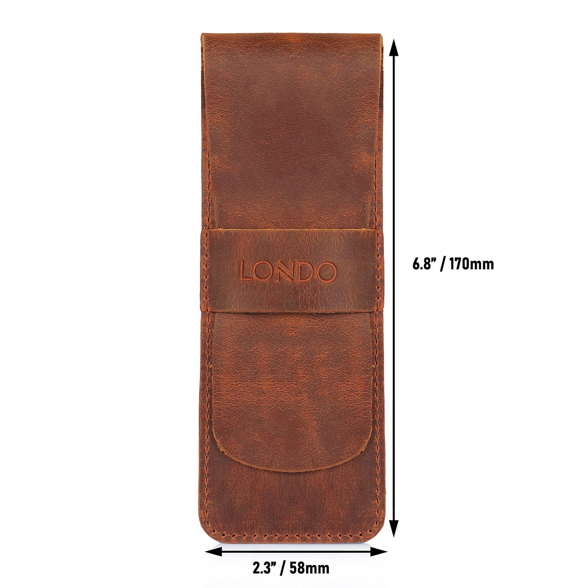 Londo Genuine Leather Pen and Pencil Case with Tuck in Flap, Stationery Bag