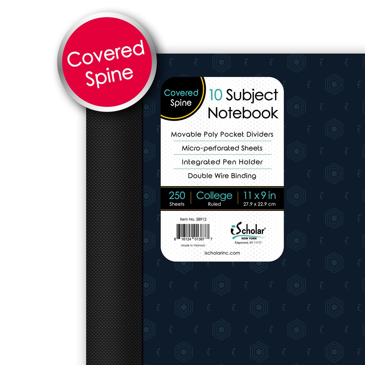 "iScholar iQ Poly Fashion Cover 10 Subject Notebook, College Ruled, 11"" x 8.5"", 250 Sheets