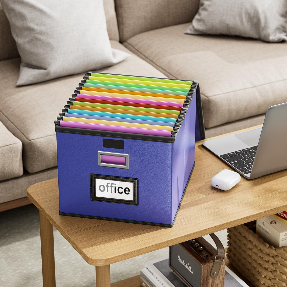 Huolewa File Organizer Box with Lids, Collapsible File Folder Organizer