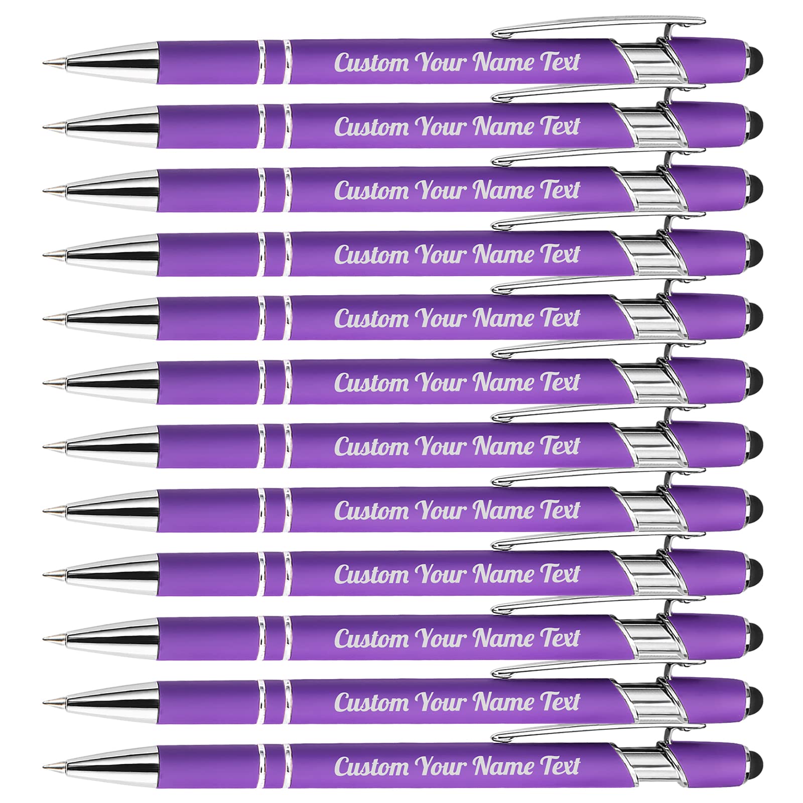 12PCS Personalized Pens Bulk with Name Free Engraving,Custom Ballpoint Pens with Stylus,Engraved