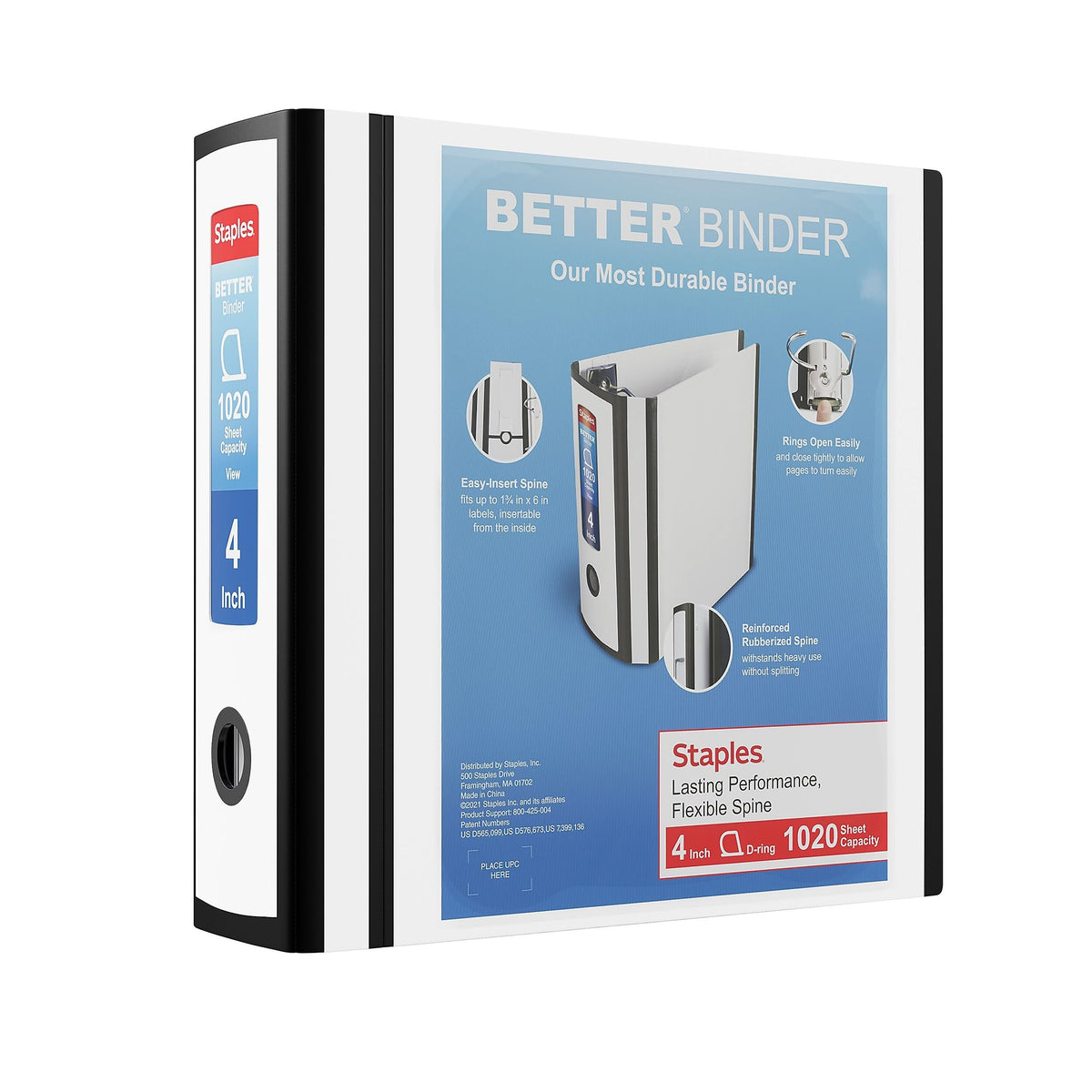 Staples Better 4-Inch 3-Ring View Binder, White, 2-Pack