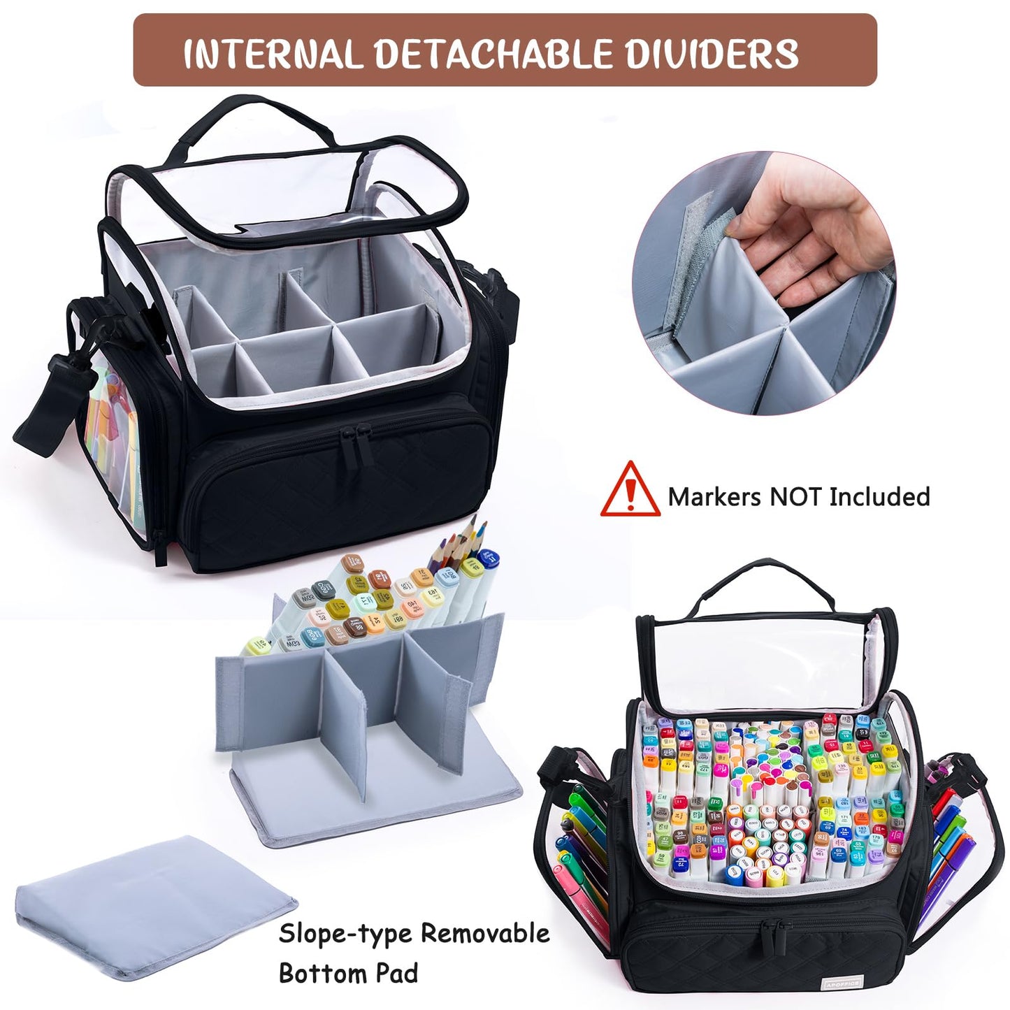 APOFFICE Large Marker Case for 150-200 Markers, Marker Organizer Bag