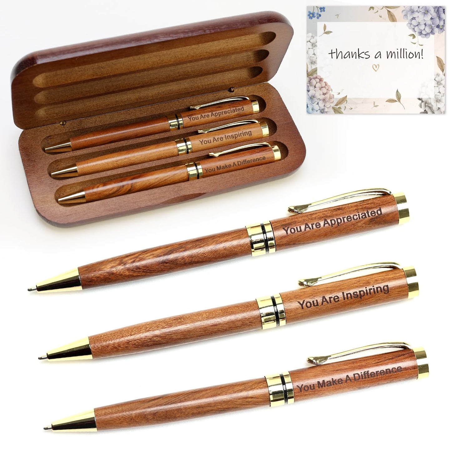3 Pcs Cool Pens Set with Box, Thank You Gift for Women Coworkers Teachers