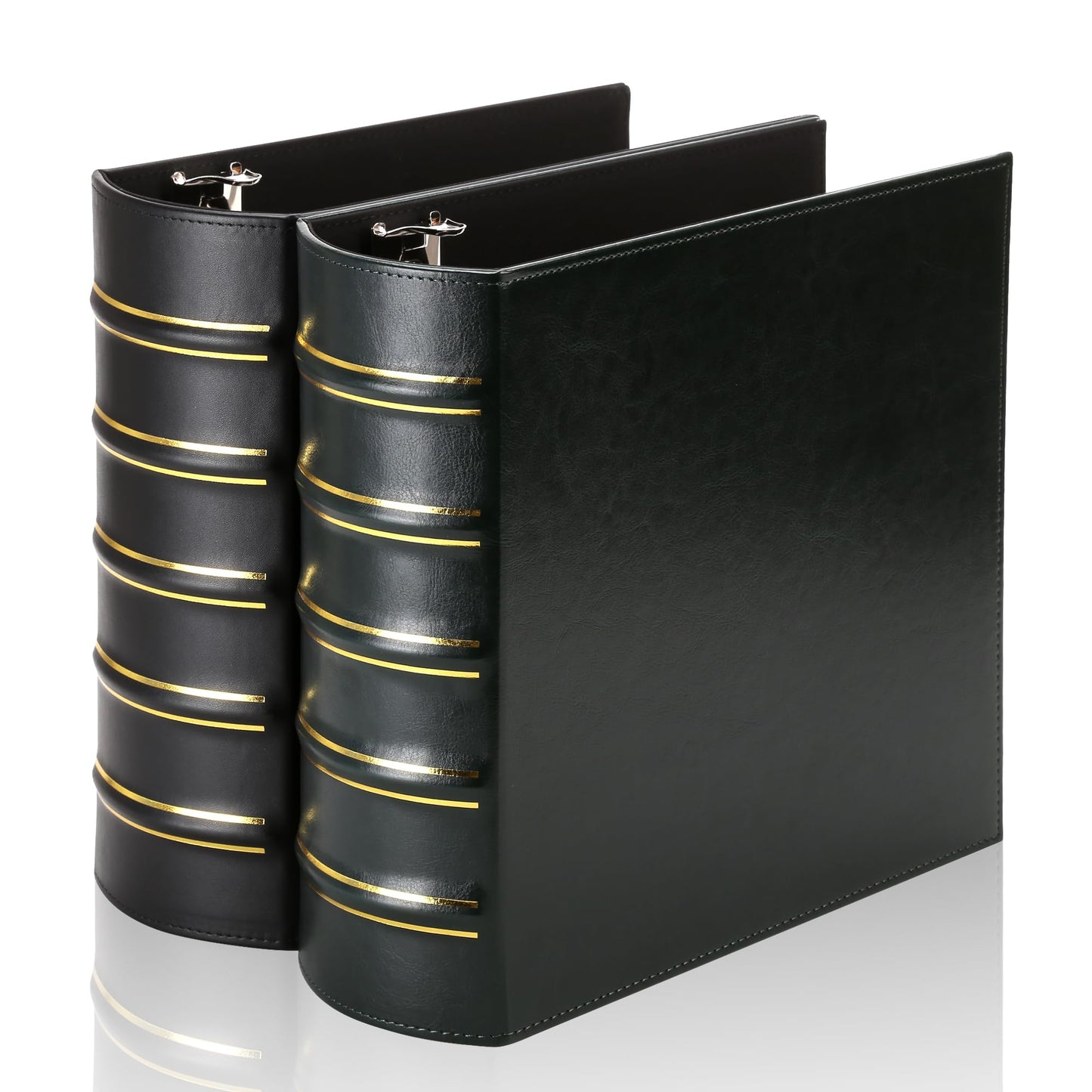 LETVPVOW 2 Pcs Vintage Hardback 3 Ring Binder 3 Inch, Professional Leather Binder 3 Ring, Three