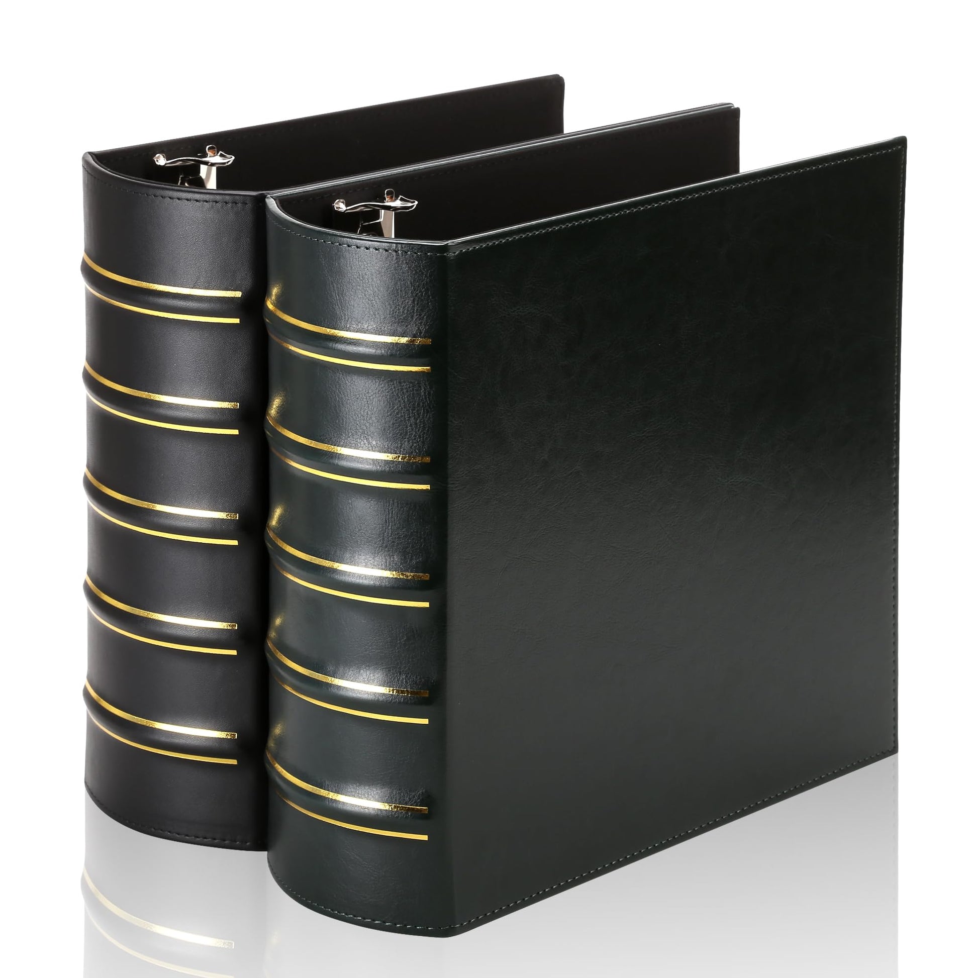 LETVPVOW 2 Pcs Vintage Hardback 3 Ring Binder 3 Inch, Professional Leather Binder 3 Ring, Three