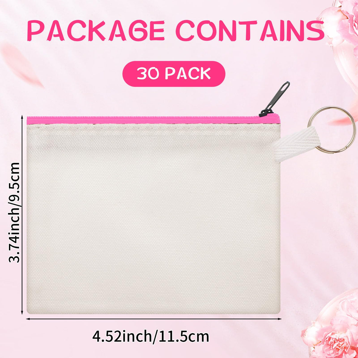 Frienda Sublimation Blank Coin Purse Small Canvas Makeup Bags, Pink