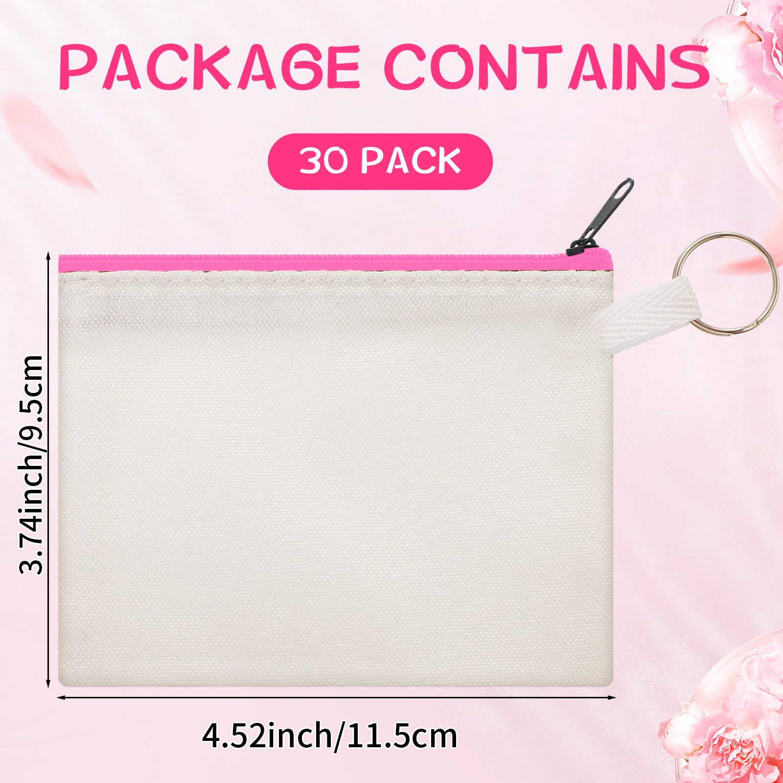 Frienda Sublimation Blank Coin Purse Small Canvas Makeup Bags, Pink