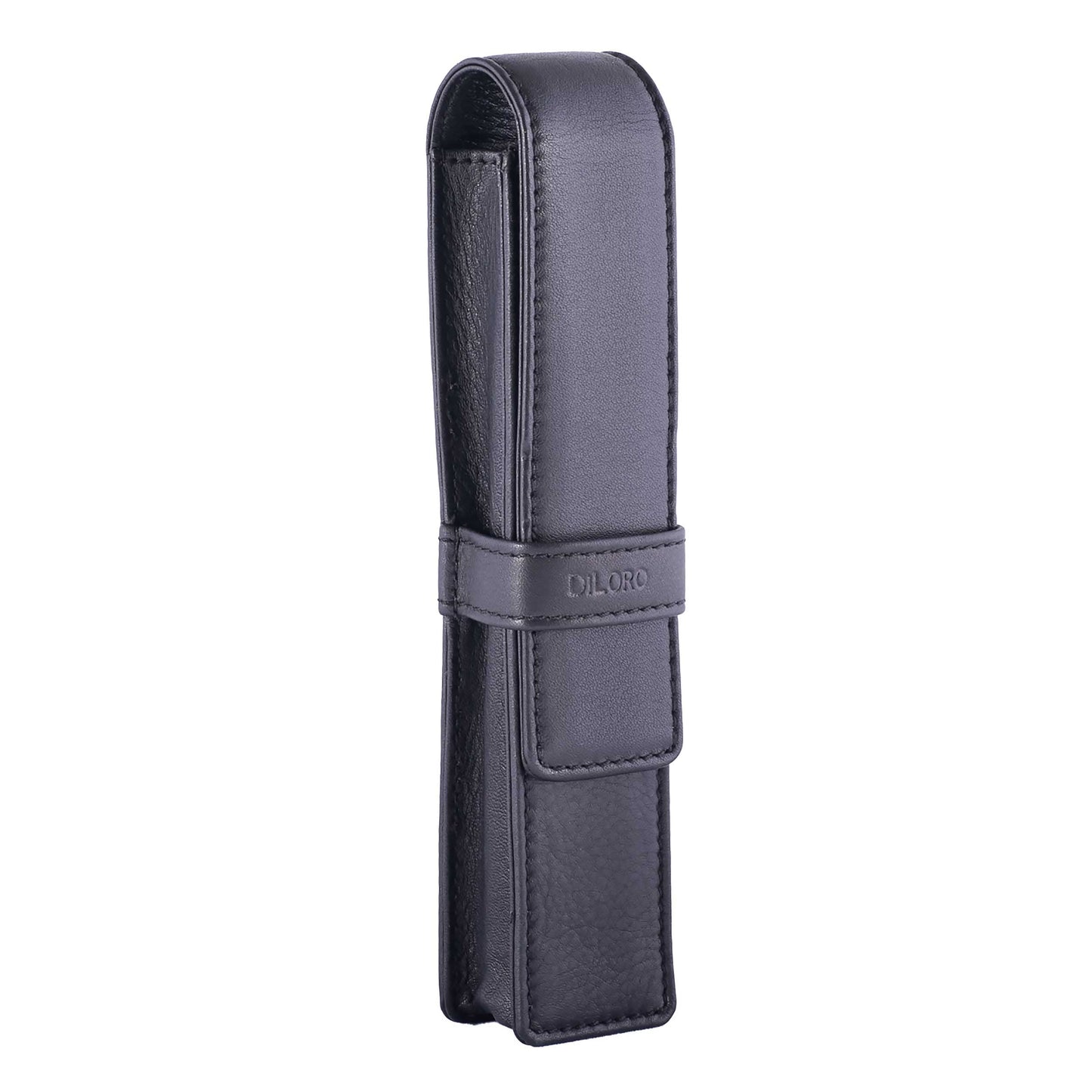 DiLoro Leather Single Pen Case Pencil Pouch Holder for One Fountain Ballpoint Rollerball Pen and
