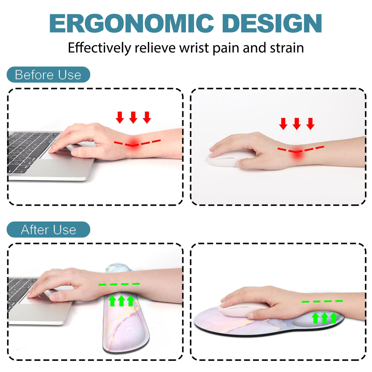 Ergonomic Mouse Pad with Wrist Rest and Keyboard Wrist Rest, Mousepad
