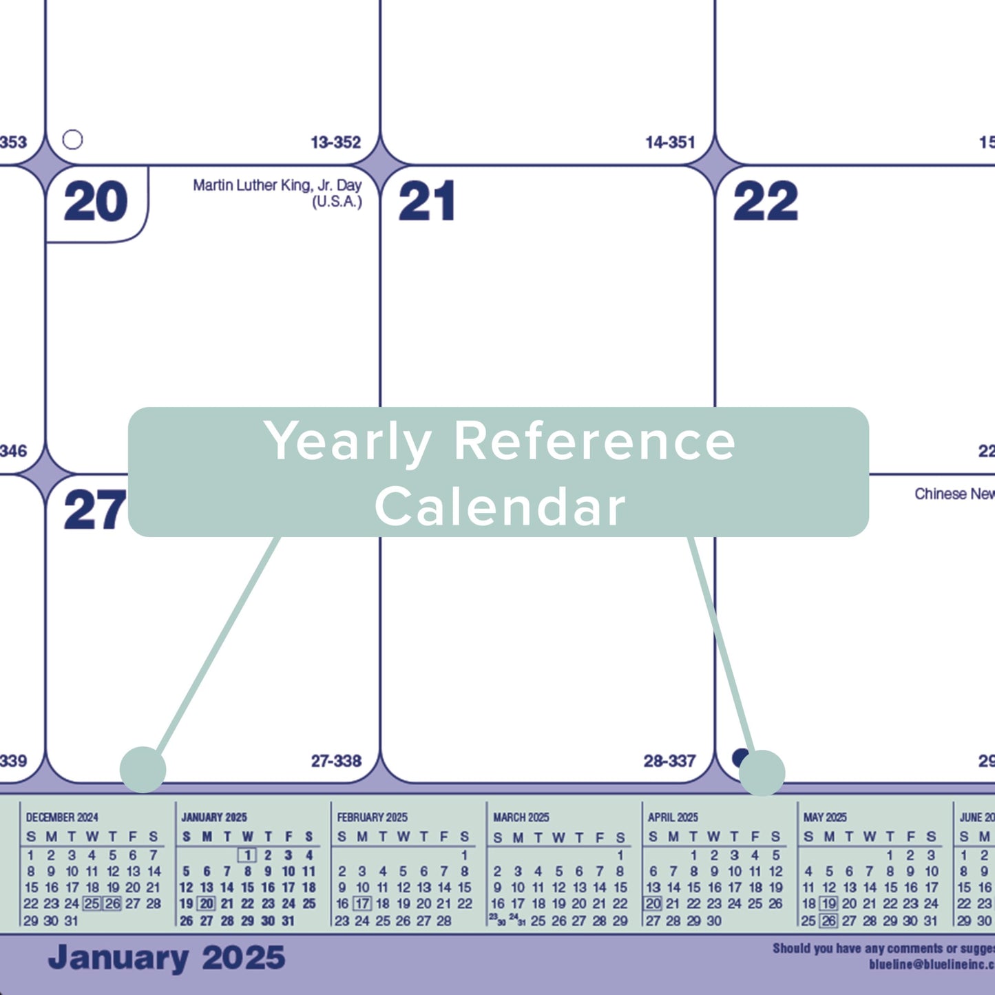 Blueline® 2025 Monthly Desk Pad Calendar, 12 Months, January to December, 21.25" x 16" (C181731-25)