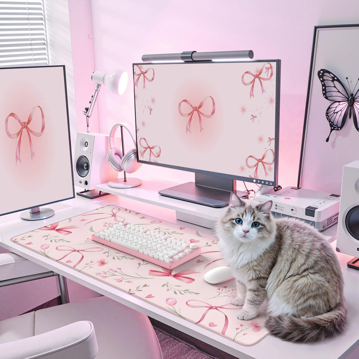 iCasso Pink Desk Mat,Cute Desk Pad for Women