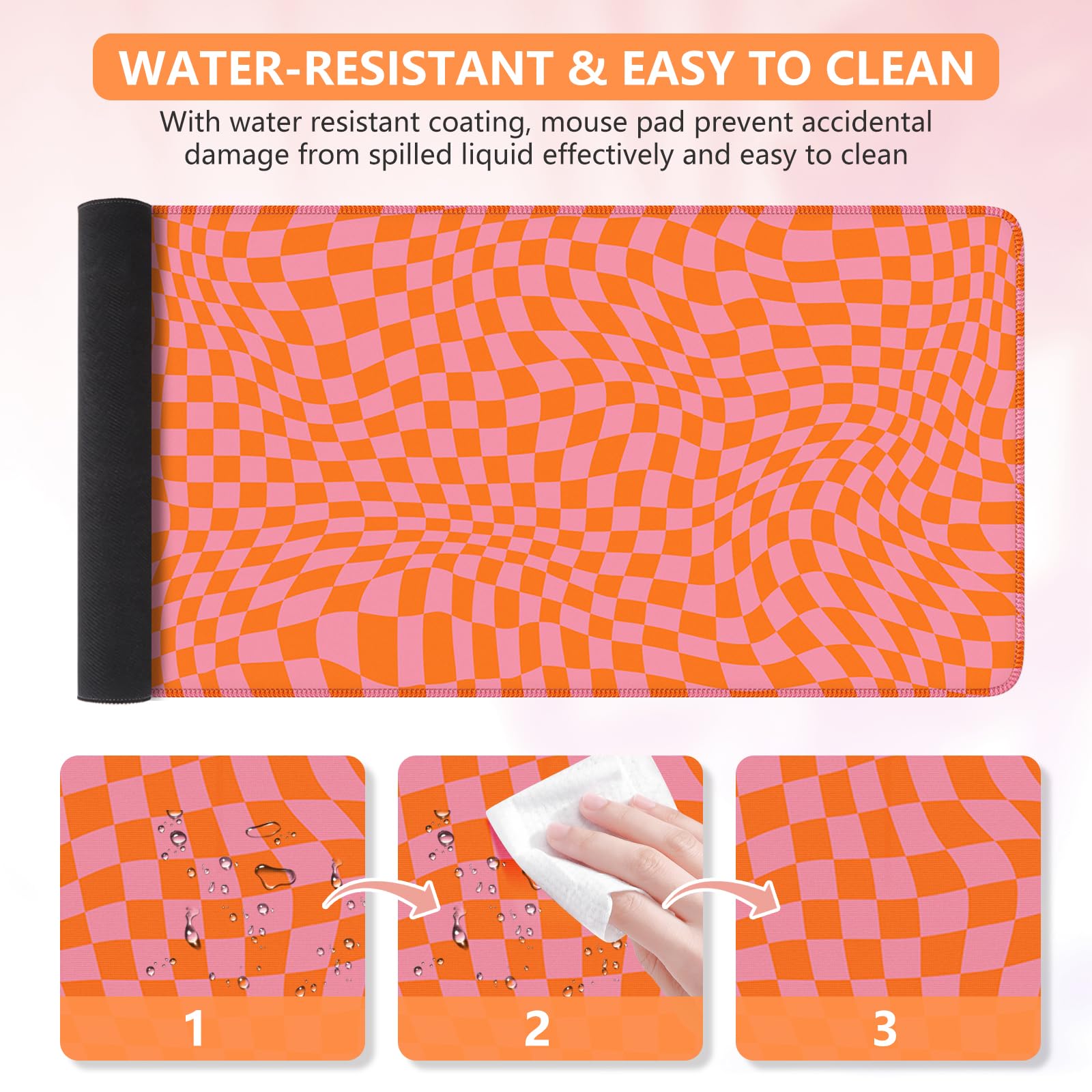iCasso XXL Large Mouse Pad for Desk, Orange Checkered
