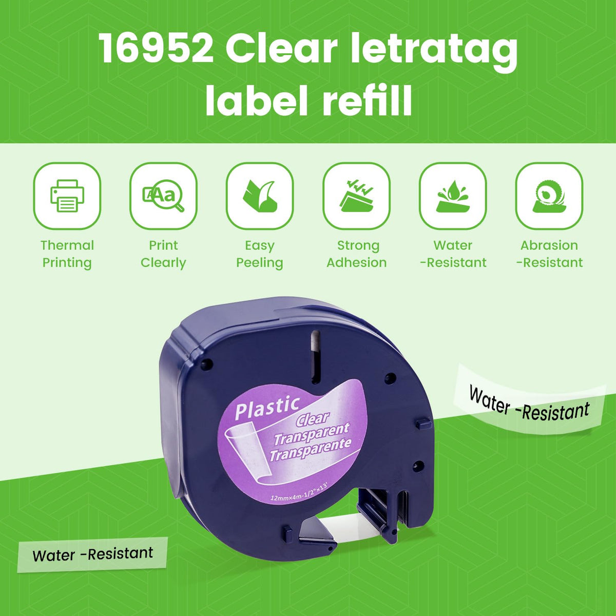 Compatible with DYMO LetraTag Clear Label Maker Tape Refills 16952 Plastic