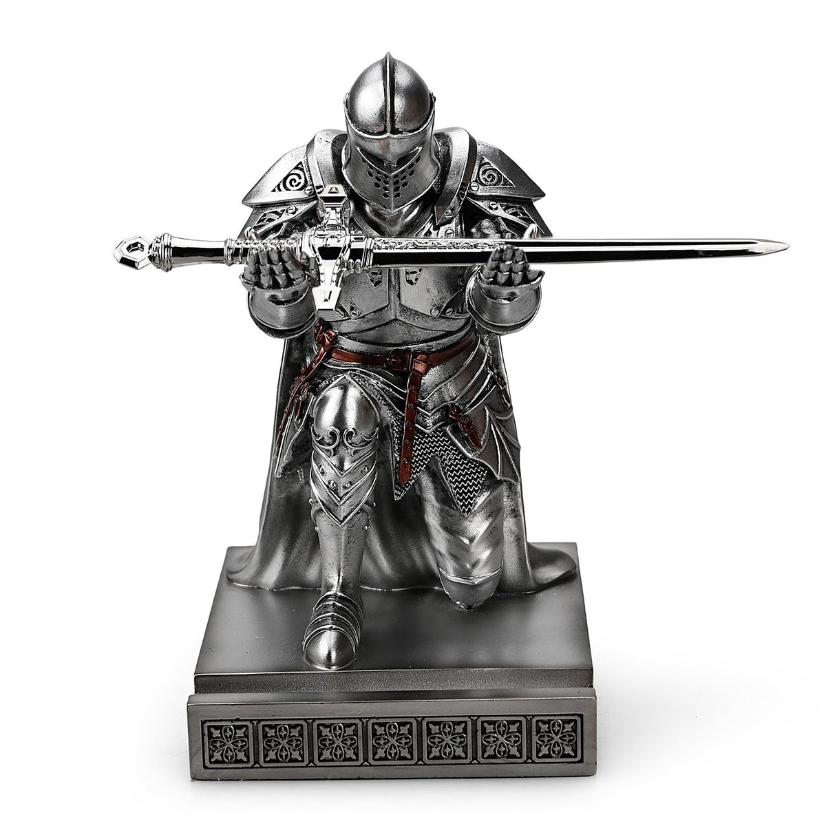 Knight Pen Holder Desk Organizer Office Decor Letter Opener for Desk Silver