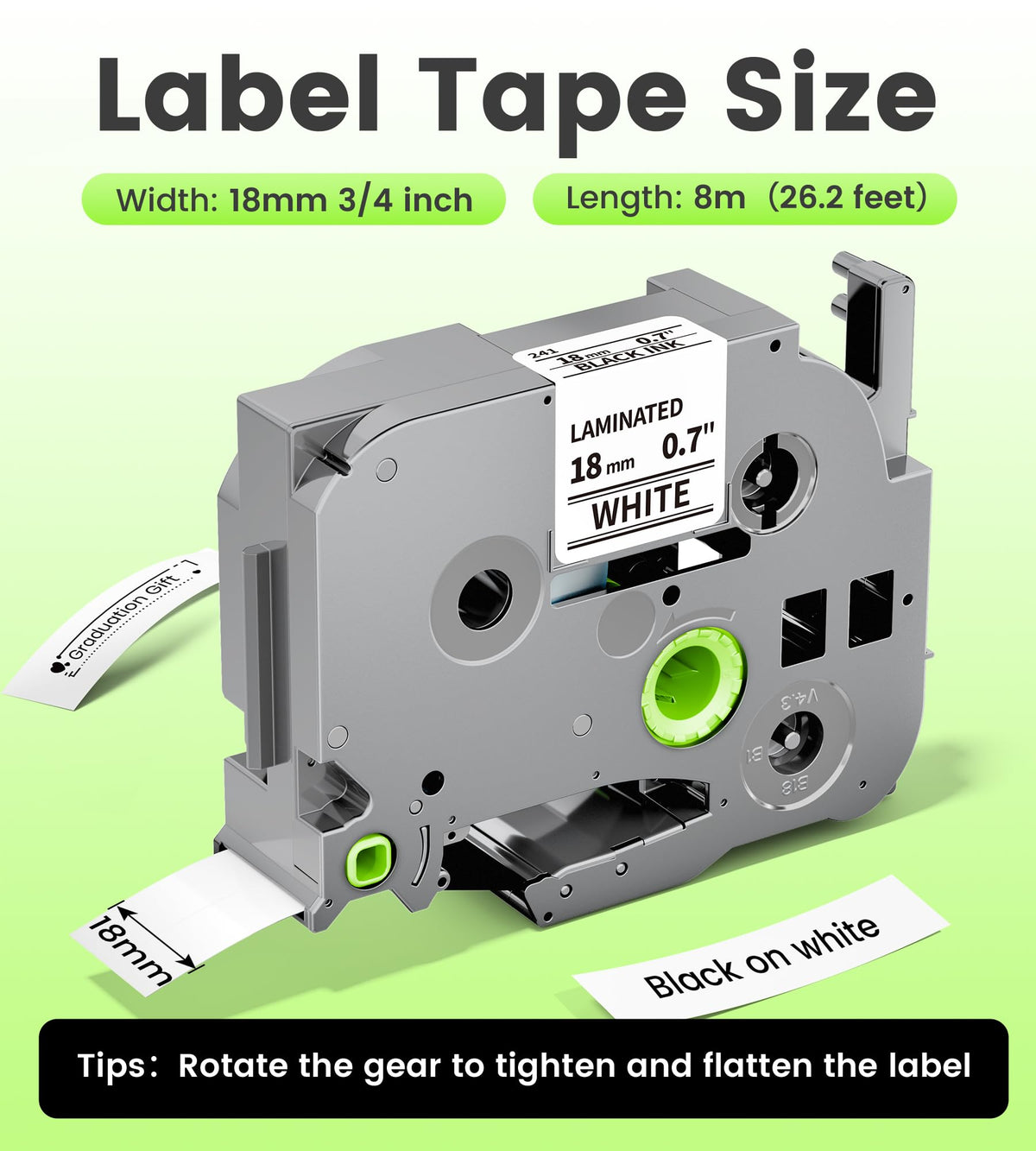 18mm 0.7 Laminated White Tape Replace for Brother Label Maker Tape TZe-241