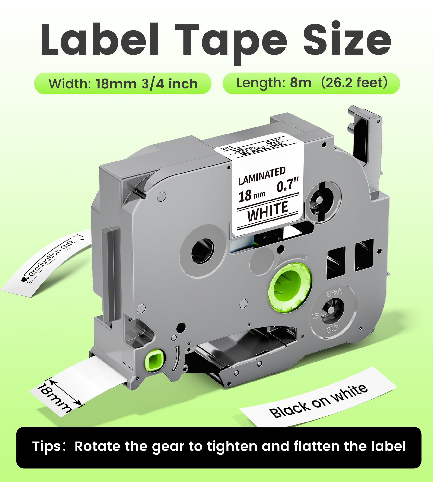18mm 0.7 Laminated White Tape Replace for Brother Label Maker Tape TZe-241