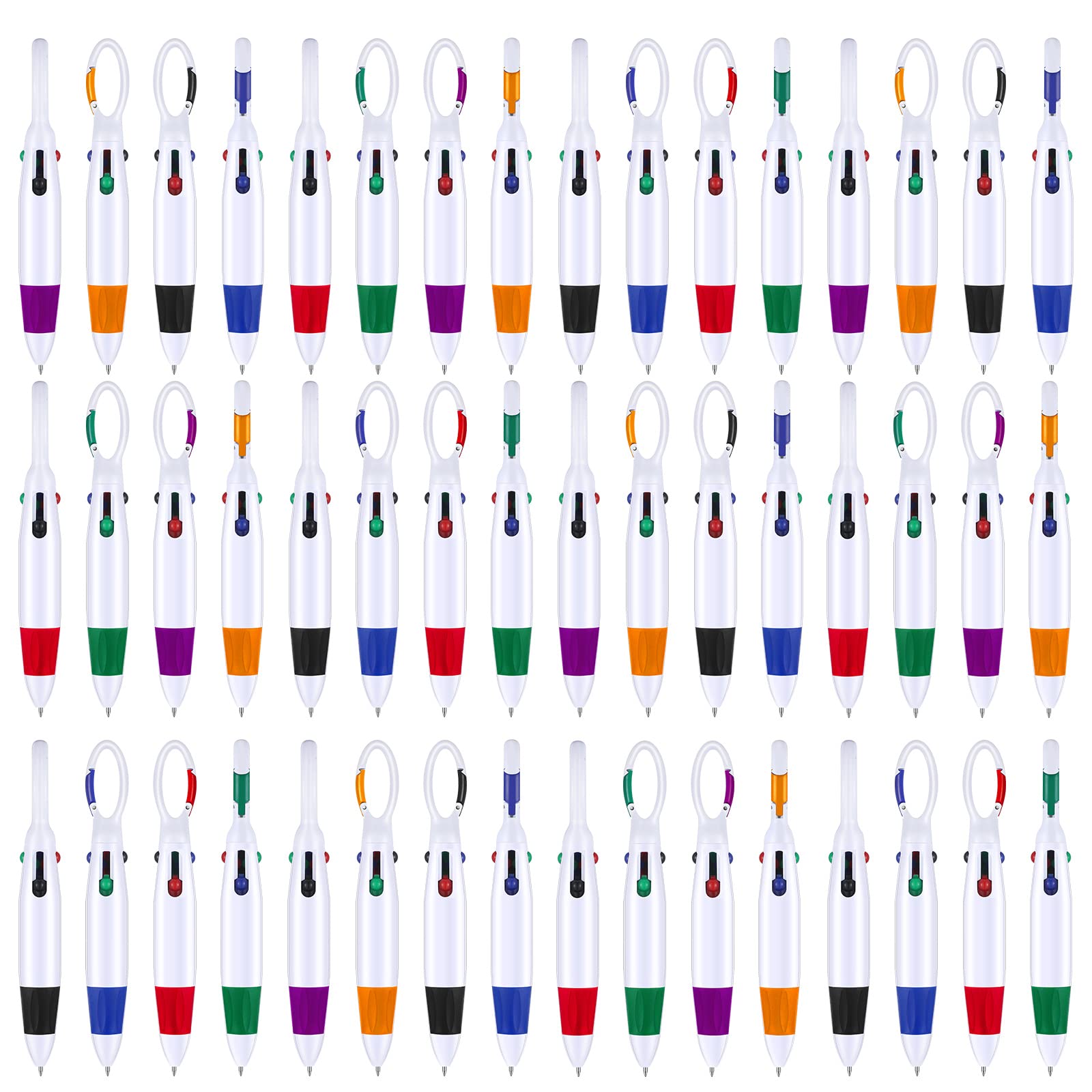 Yinder 60 Pieces Bulk Retractable Shuttle Pens 4-in-1 Multi-Color Ink