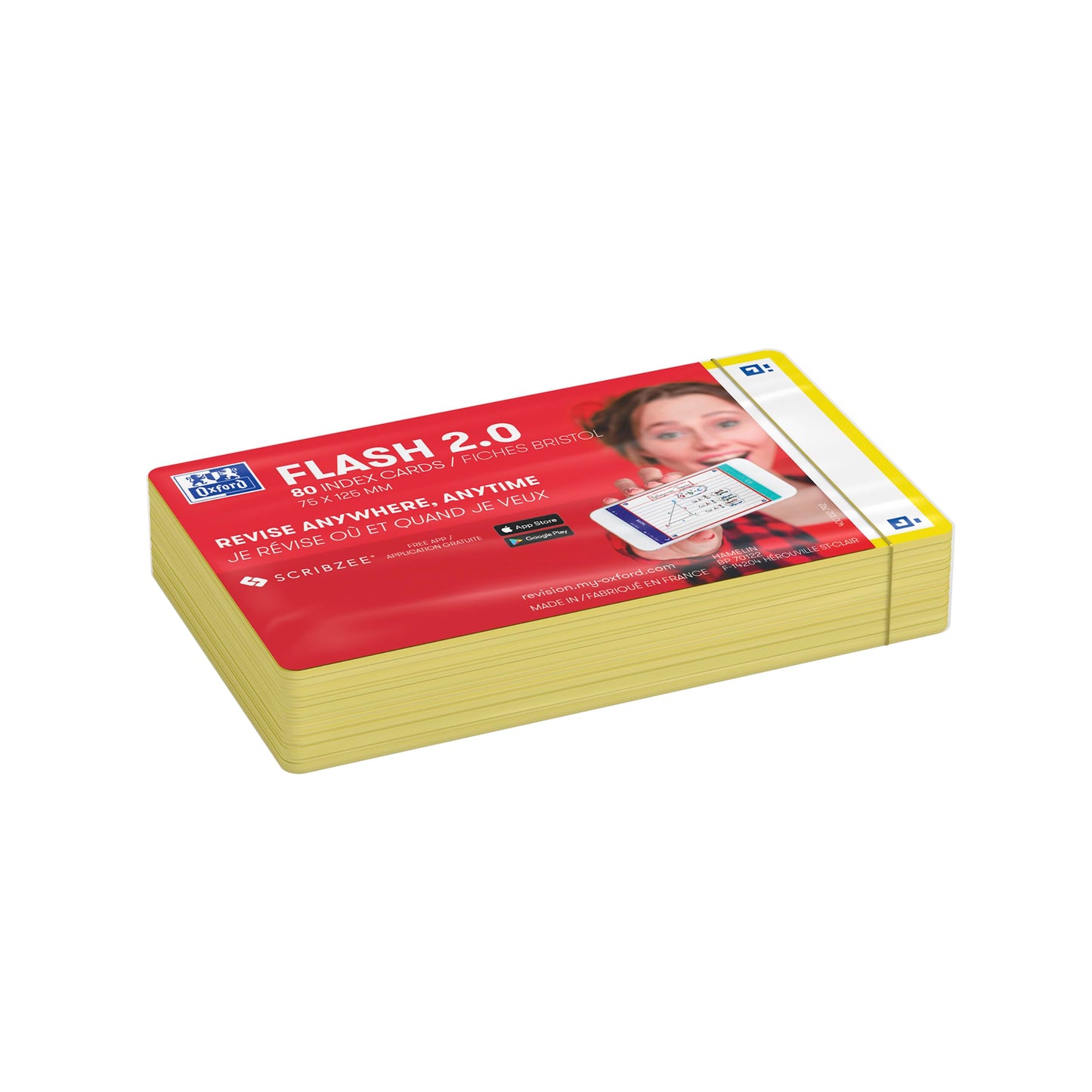 Flash Cards by Oxford, Blank with Yellow Frame, Pack of 80 Cards, 7.5x12.5cm Size 400133895