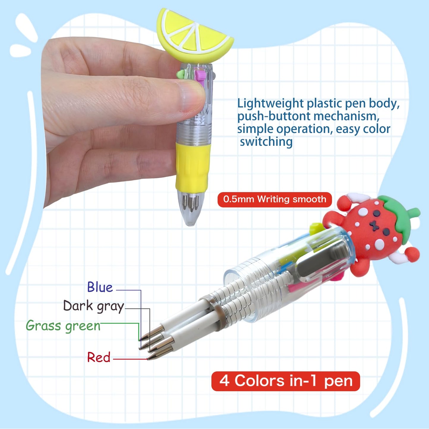 TOEMUR 100 PCS Multicolor Pen Set – 50 Cute Pens Bulk with 50 Pen Bags, Fun Pens for Party Favors