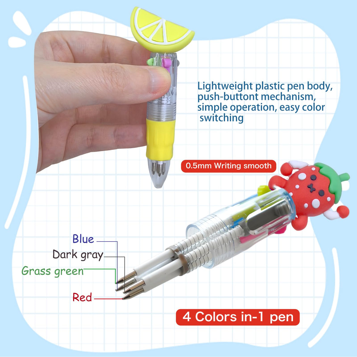 TOEMUR 100 PCS Multicolor Pen Set – 50 Cute Pens Bulk with 50 Pen Bags, Fun Pens for Party Favors