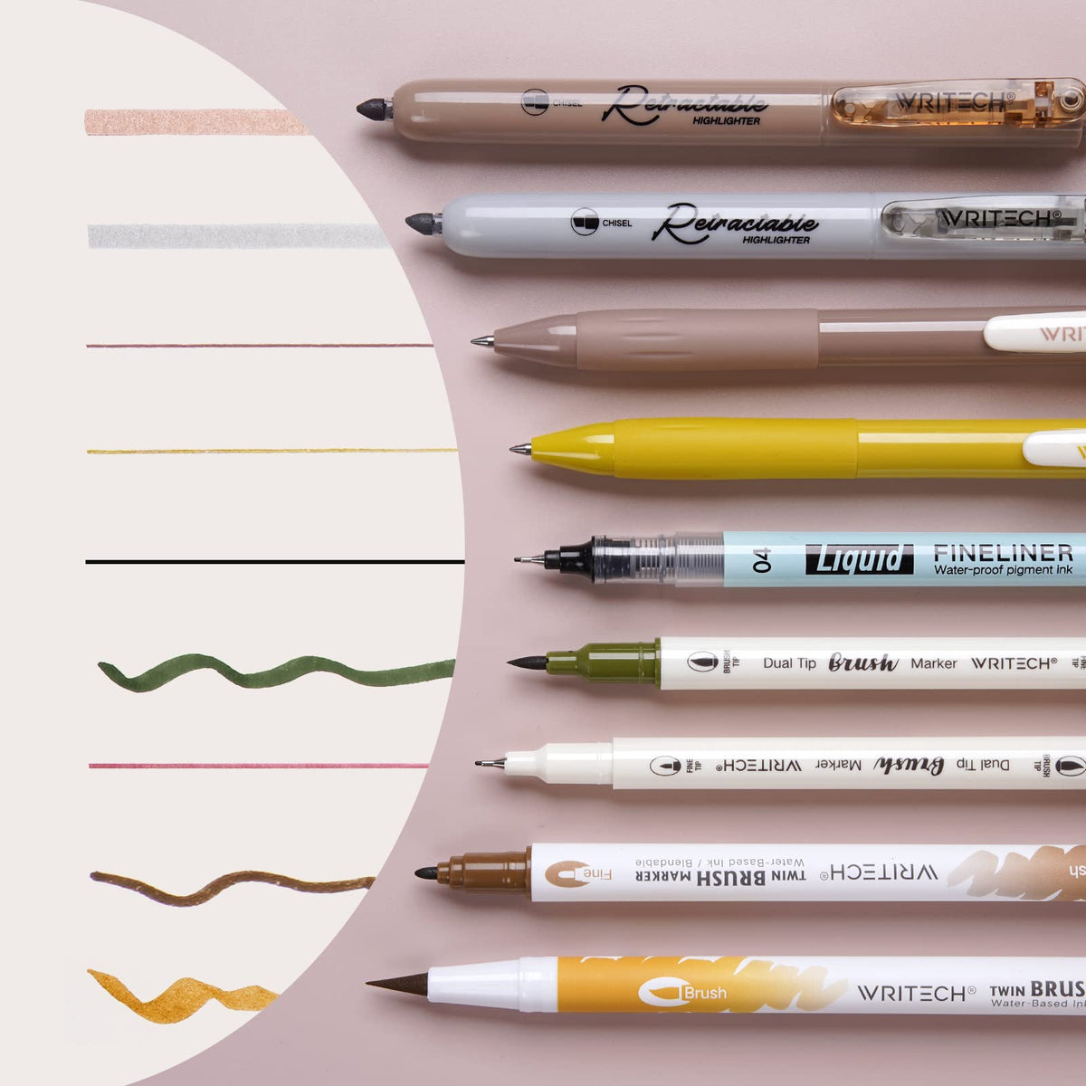 WRITECH Journaling Gel Pens Highlighters: 0.5mm Fine Point Retractable Gel Ink Pen Assorted Colored