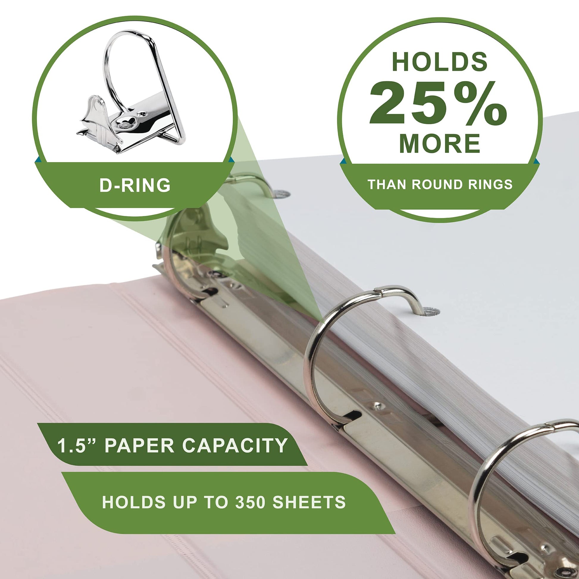 Samsill Plant-Based 1.5 Inch Durable D-Ring, View Binder, Eco-Friendly, USDA Certified Biobased, 2
