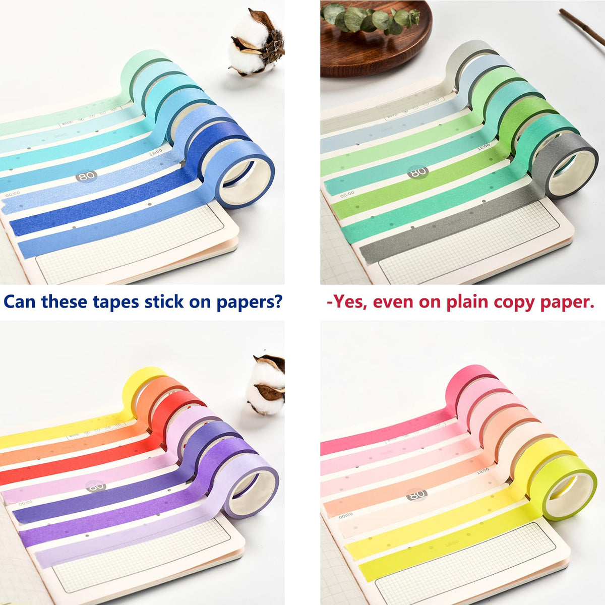 YUKUNTANG 28 Rolls Washi Masking Tape Set, 15mm 306 Yards Colorful Rainbow Pastel Decorative