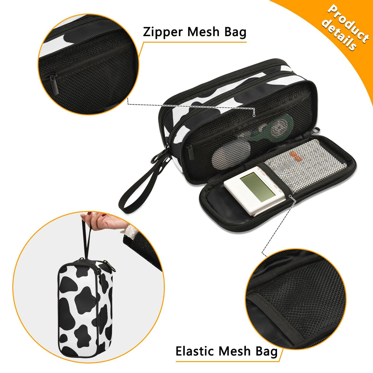 XUWU Cow Print Large Capacity Pencil Case Pencil Pouch Pen Box