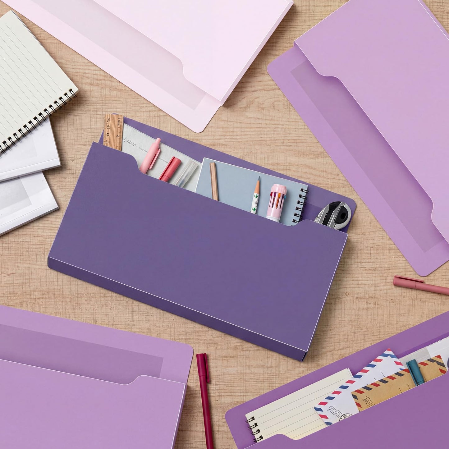 Fuutreo Magnetic Wall File Holder,6pcs,Violet Color,Horizontal-large