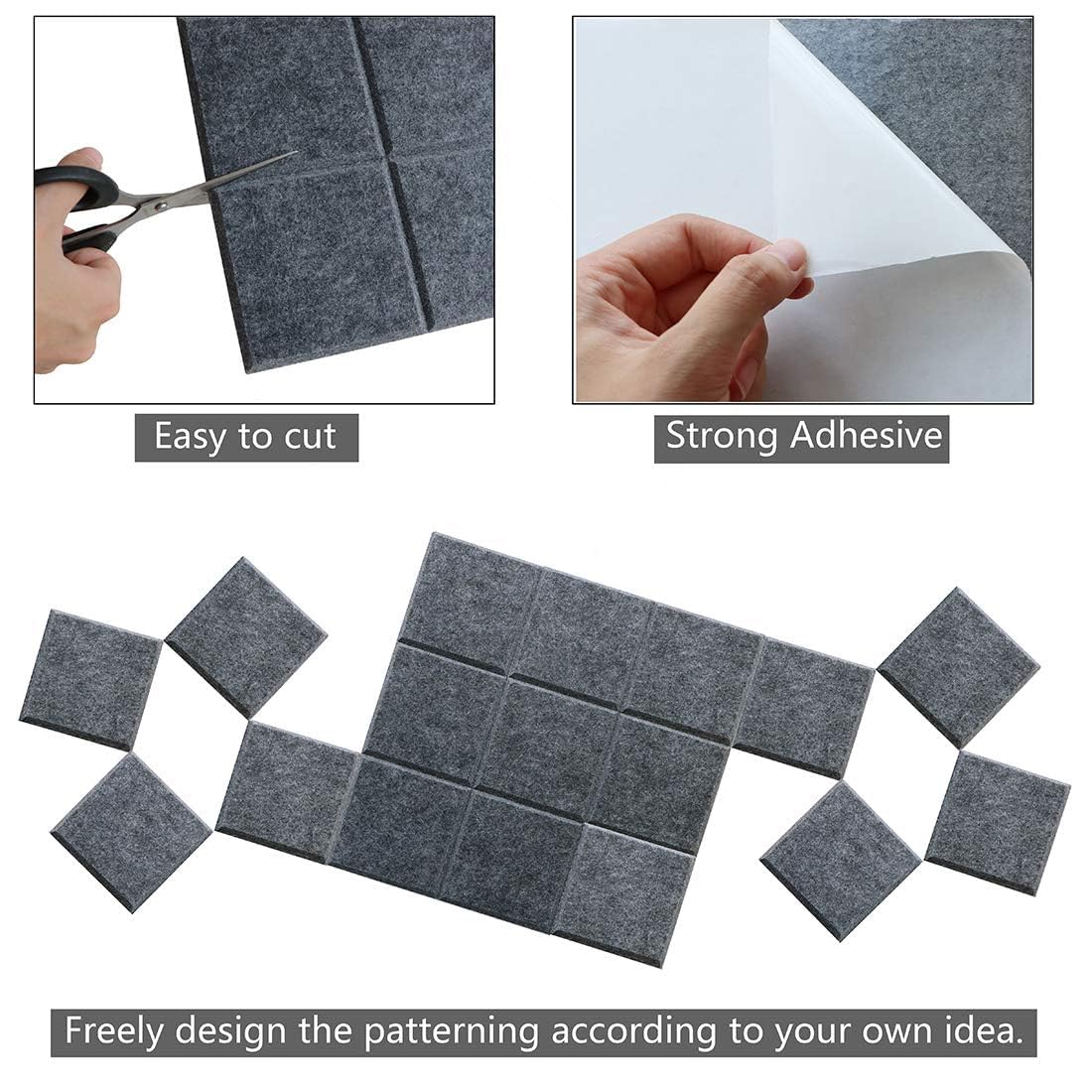 Uoisaiko Large Cork Board Felt Board Tiles for Walls with 30 Push Pins, 11.8"x11.8" Pack of 6 Pin