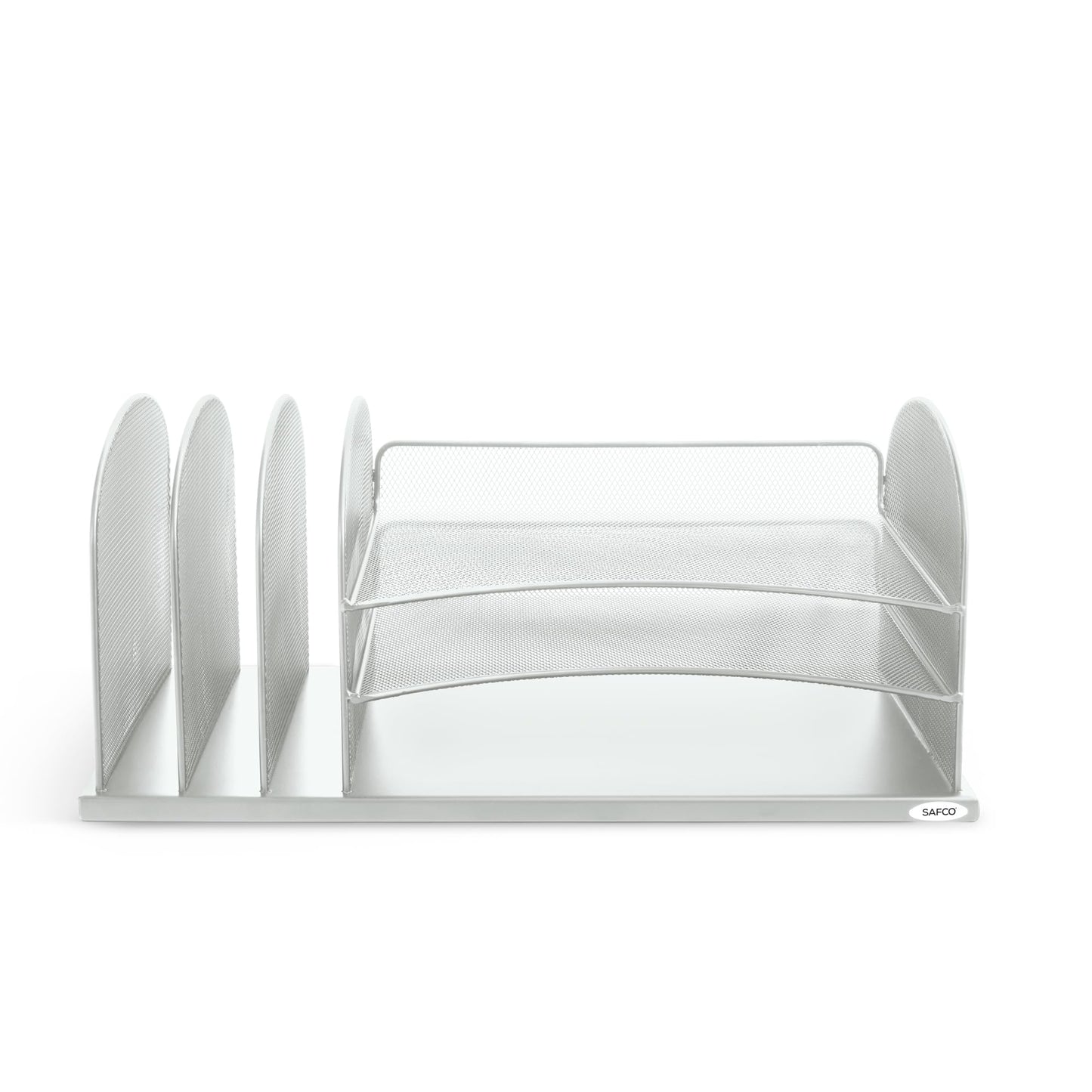 Safco Onyx Desk Organizer with 3 Horizontal and 3 Upright Trays, Durable Steel Construction, Silver