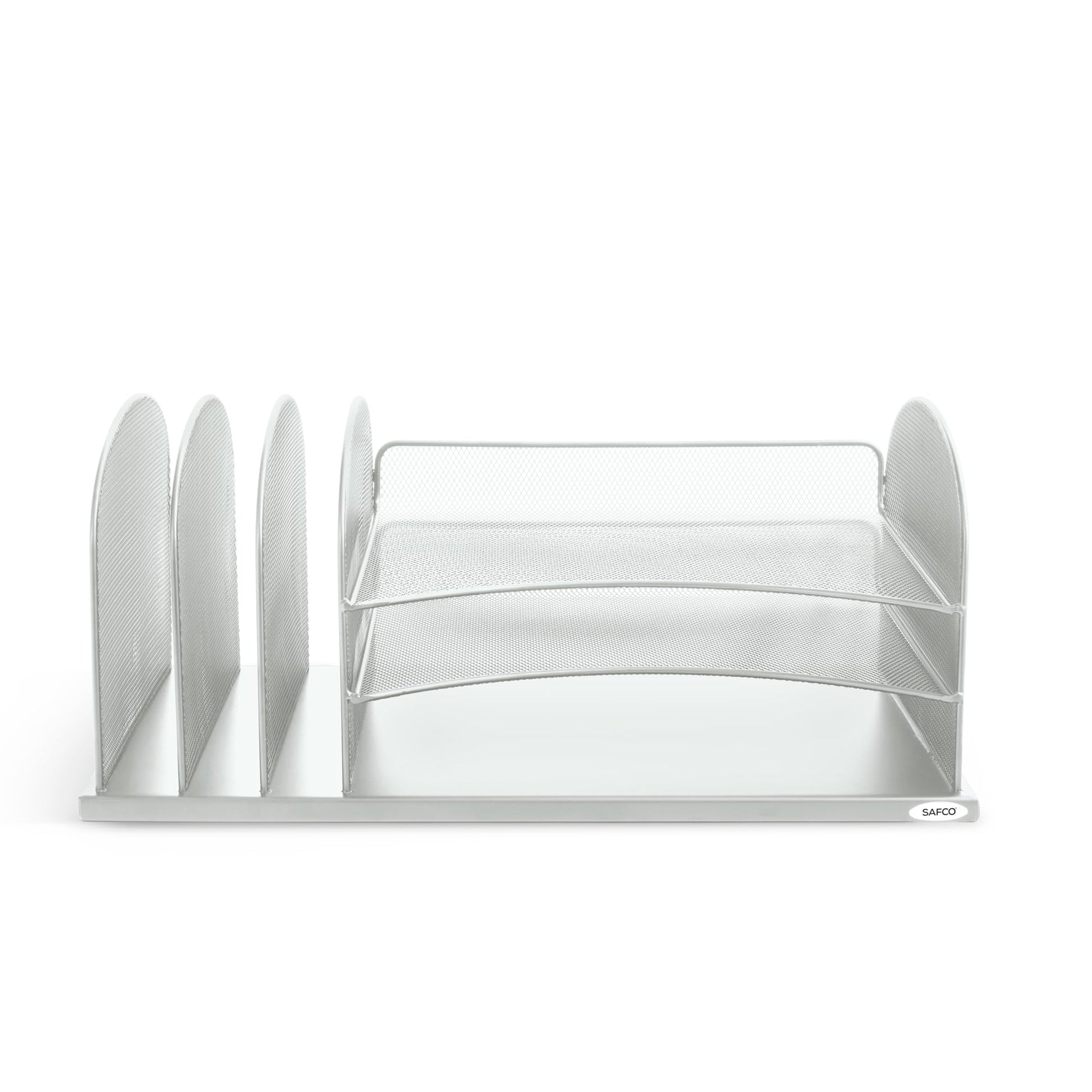 Safco Onyx Desk Organizer with 3 Horizontal and 3 Upright Trays, Durable Steel Construction, Silver