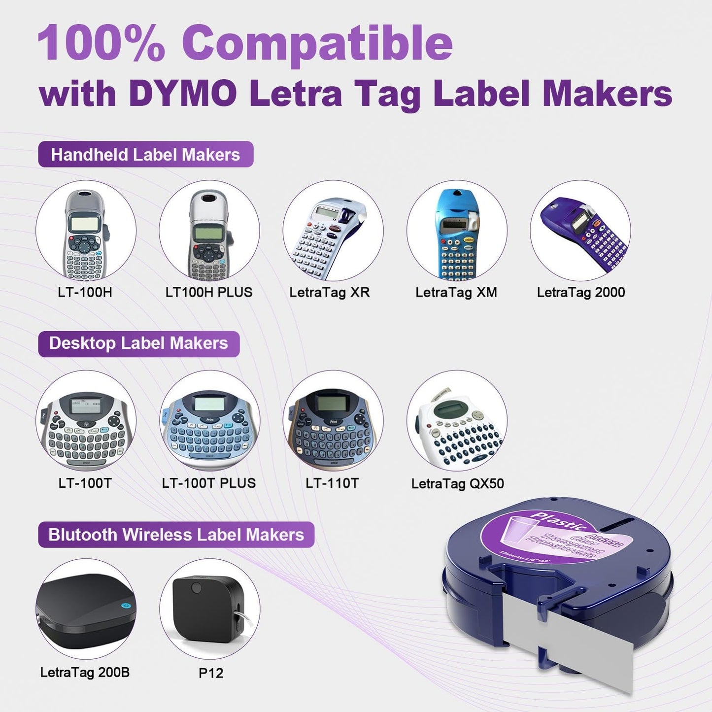 6-Pack Replace for Dymo Letratag Refills Clear Plastic 12mm 16952