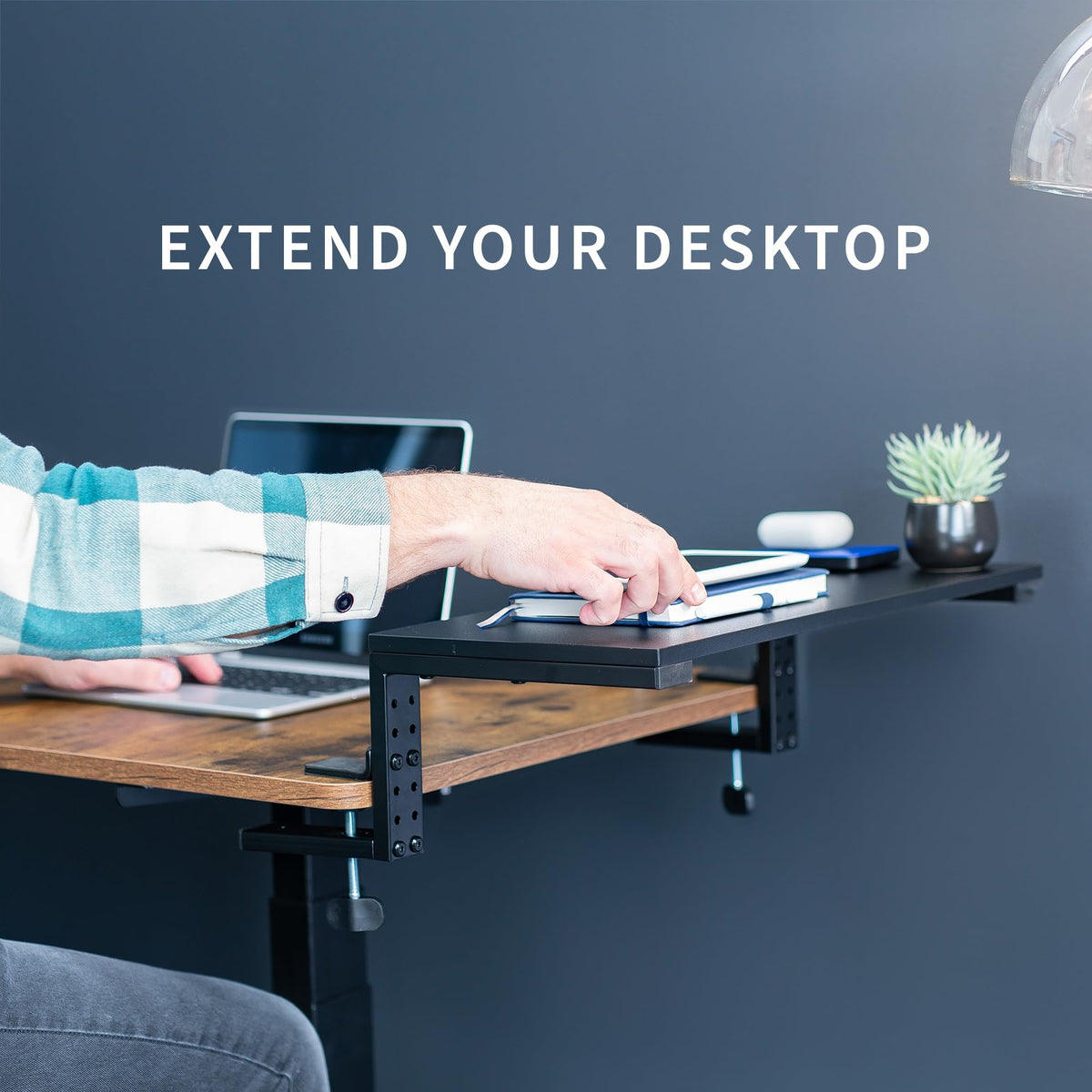 VIVO Black Clamp-on 22 in Desk Extension Shelf, DESK-SHELF22B