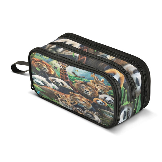 BOENLE Animals Pencil Case Box Boys Girls Large Pencil Pouch Zipper Compartments Big Capacity