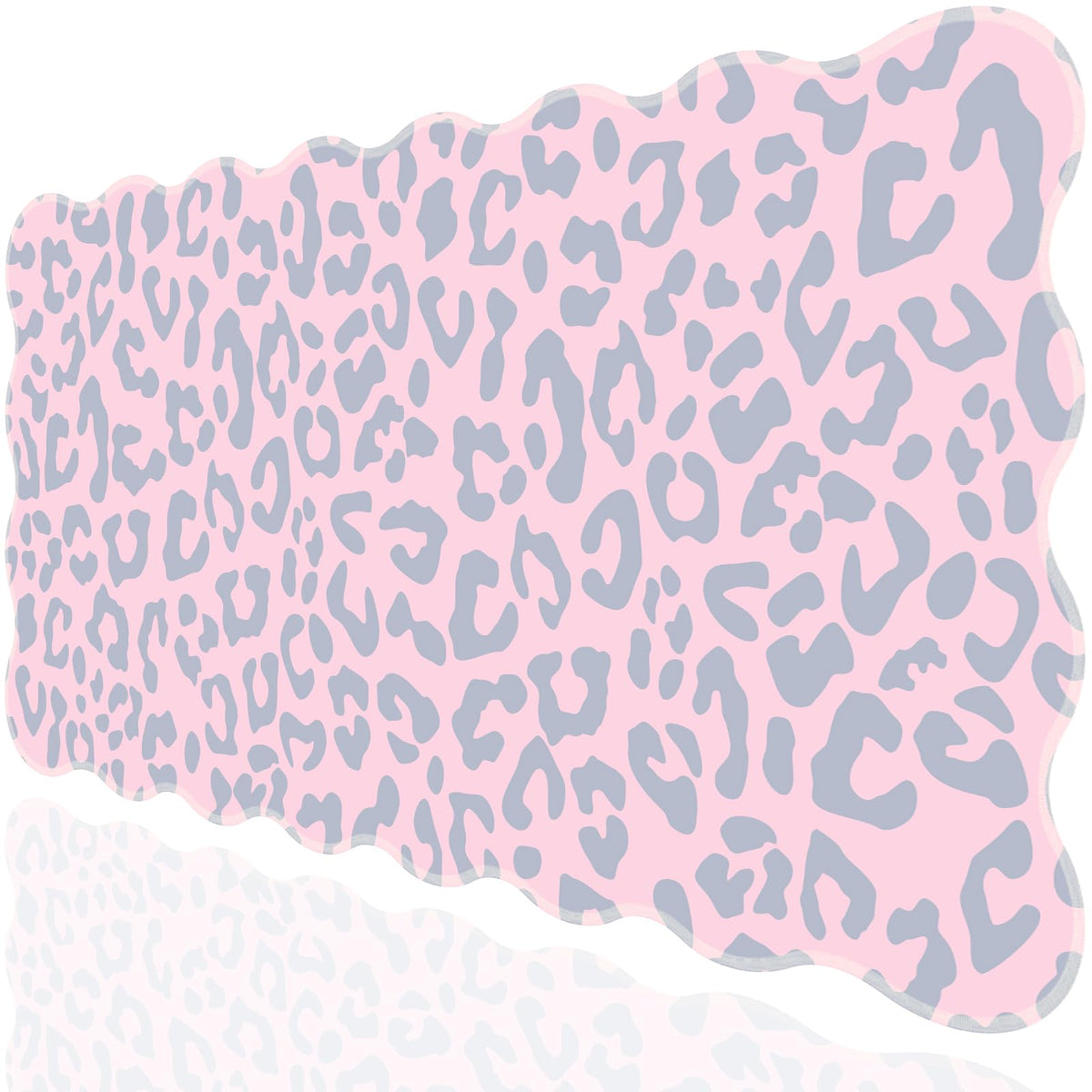 L-SPOUTTO Pink Leopard Mouse Pad,Scalloped Desk Mat XXL Large Cheetah Gaming Mousepad,35.4x15.7in