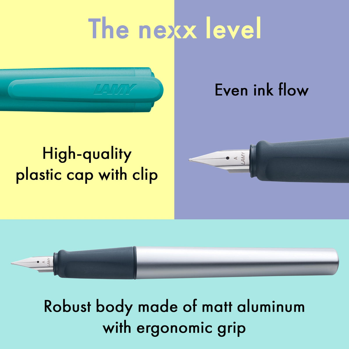 LAMY nexx smaragd – Fountain Pen with slip-proof grip & polished steel nib in size A - triangular