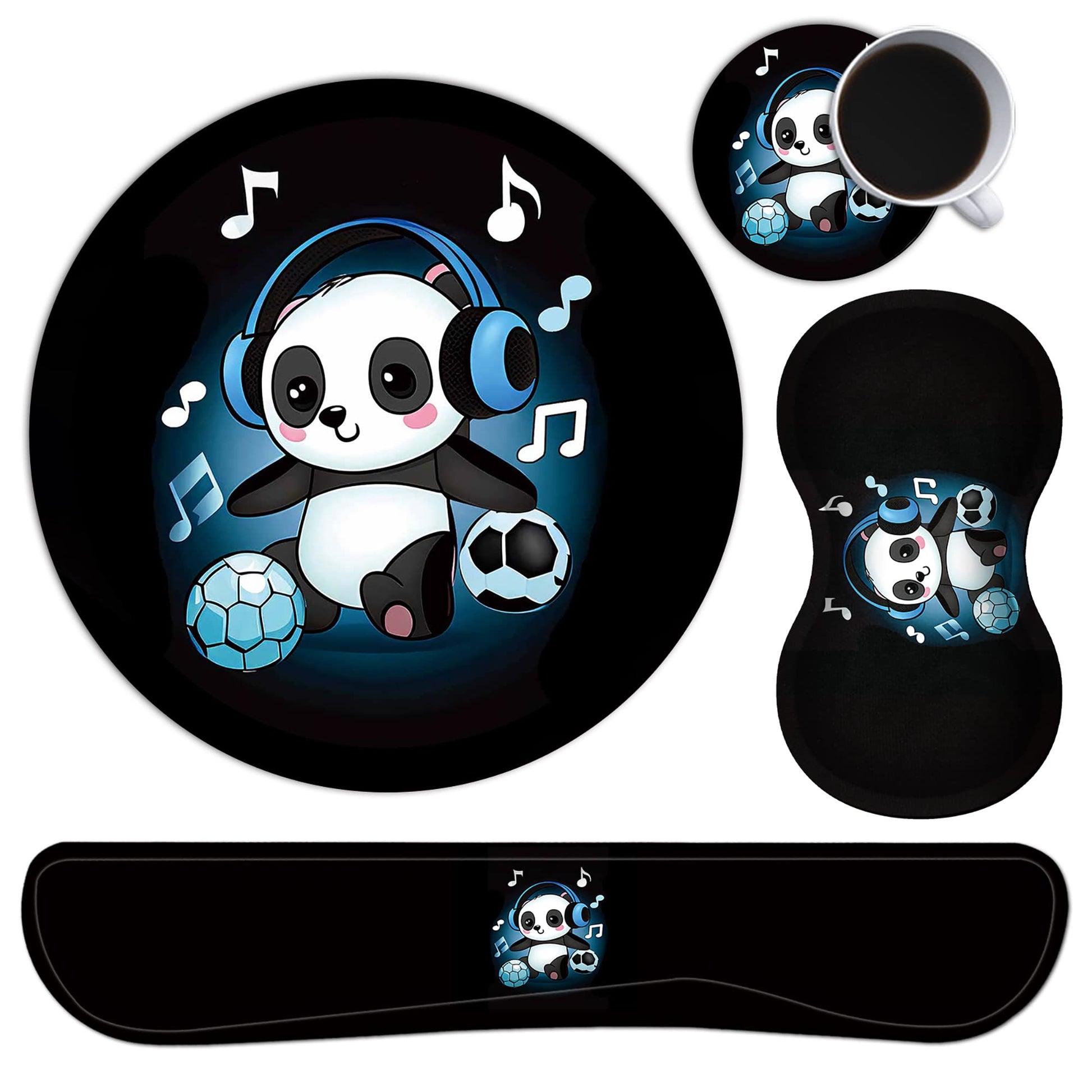 Mouse Pad Wrist Support Keyboard Wrist Rest Combo+Cup Coaster [4-in-1], Easy Typing Pain Relief