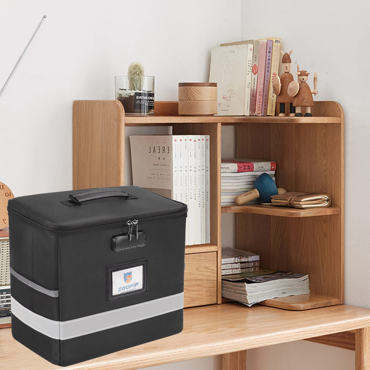 ZOOPIP Fireproof File Box with Lock, Document Organizer, 2 Pack, Black
