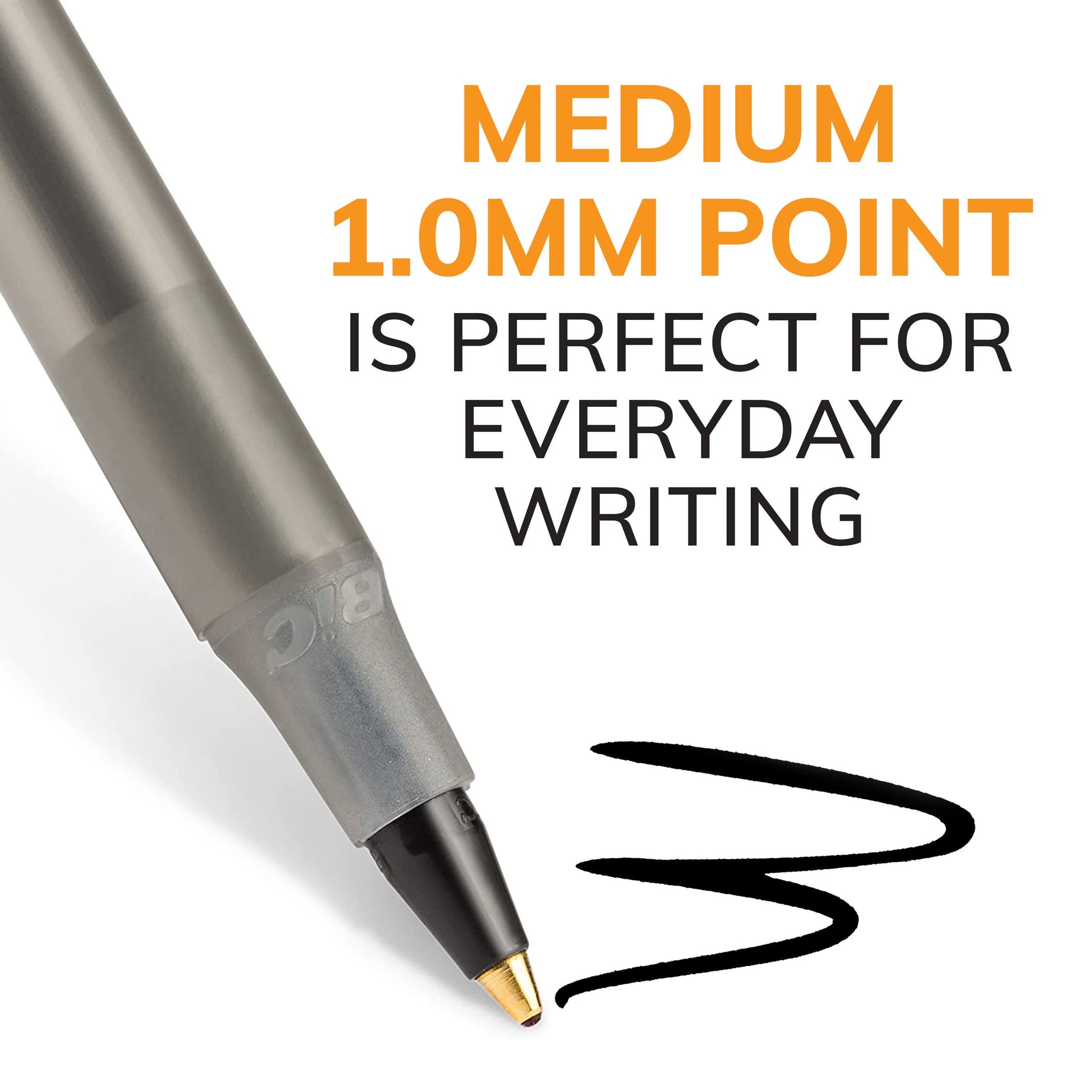 BIC Round Stic Xtra Life Ballpoint Pen, Medium Point (1.0mm), Black, Flexible Round Barrel For