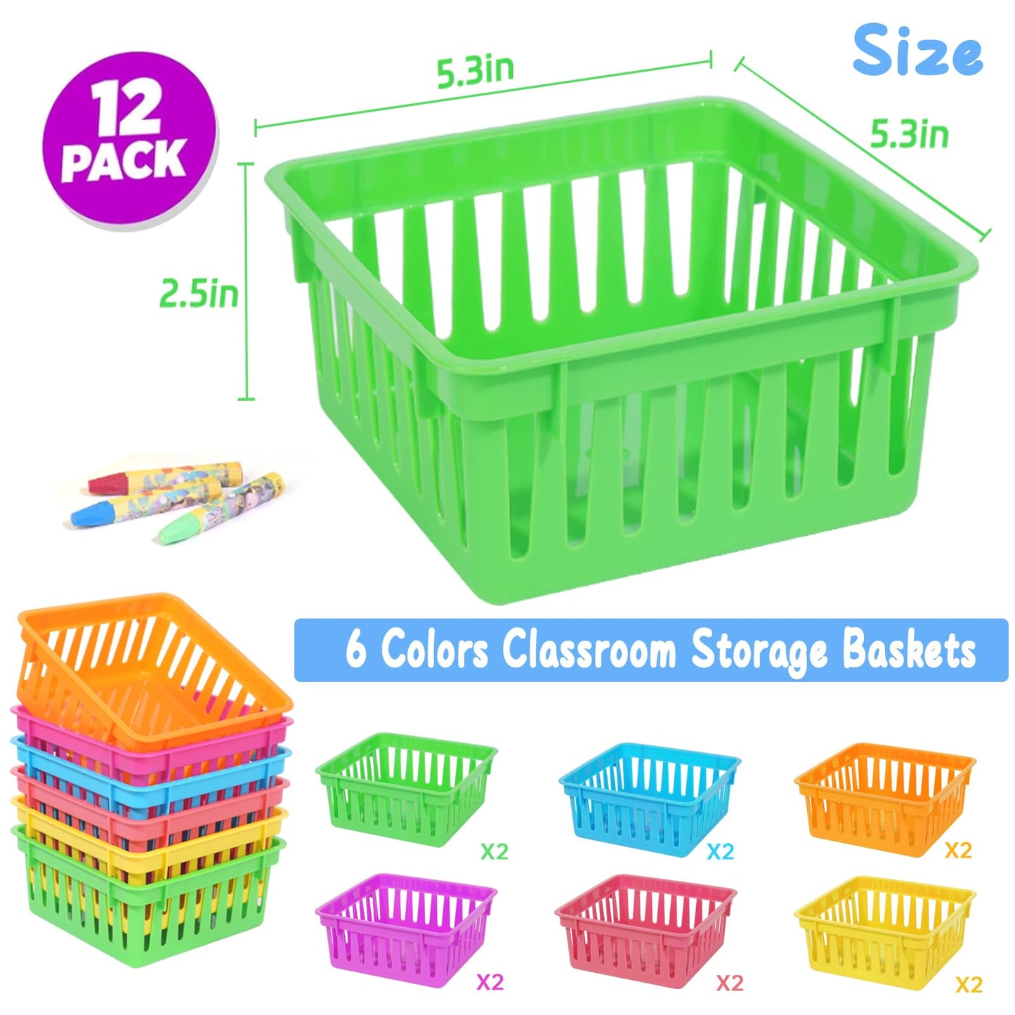 ZZYFGH 12 PCS Pencil Holders, Pencil Baskets, Small Plastic Baskets for Organizing, Colorful