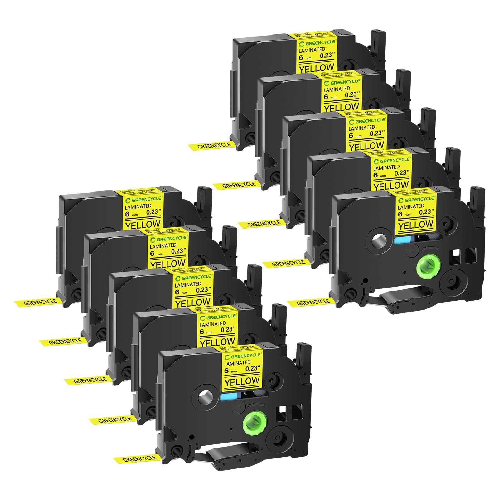 GREENCYCLE Compatible for Brother P-Touch Label Tape TZe-611 6mm 0.23" Laminated Yellow TZe611
