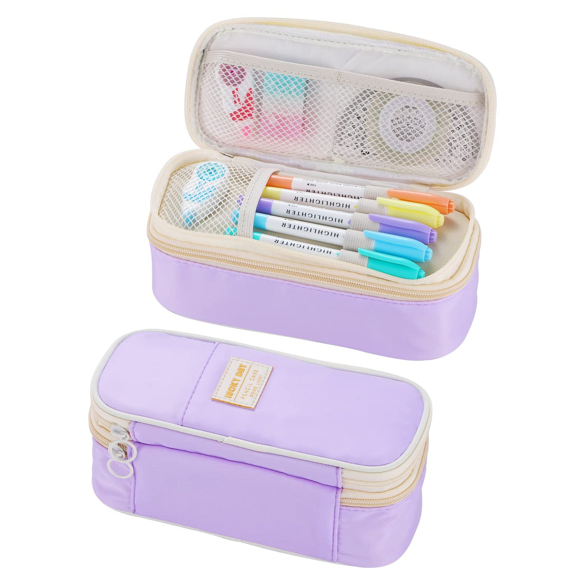 Dugio Large Pencil Case for Girls Kids Teens Big Zipper Pencil Pouch Purple