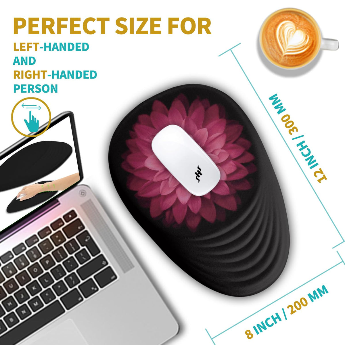Hokafenle Ergonomic Mouse Pad Wrist Support with Stepped-Wedge Design, Wrist Rest Pain Relief