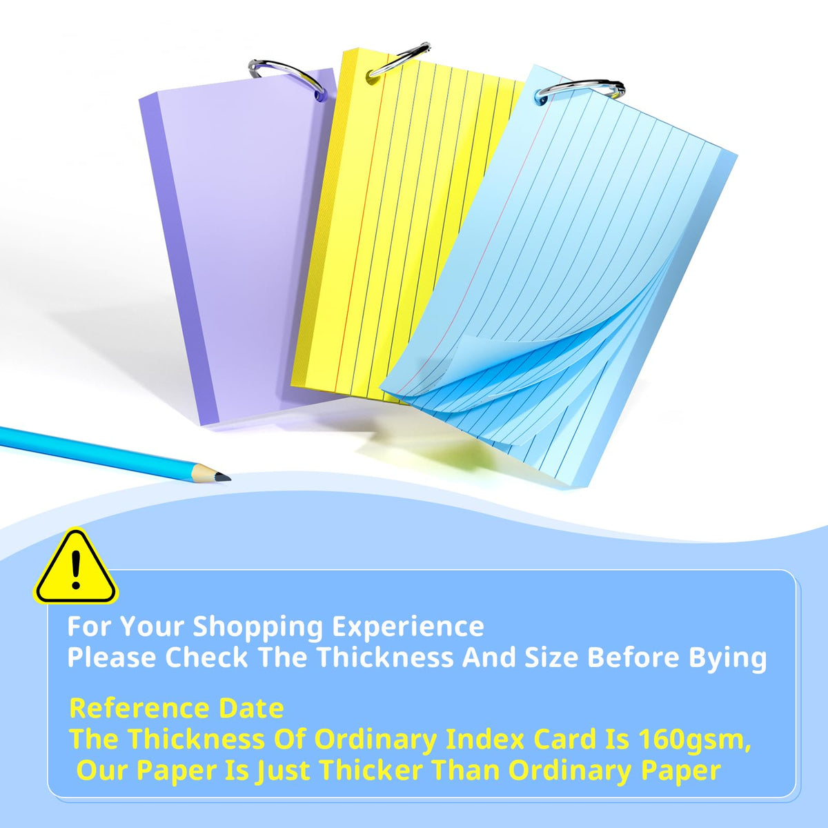 600 PCS Index Cards 3x5 Inches, Colored Flash Cards with Ring