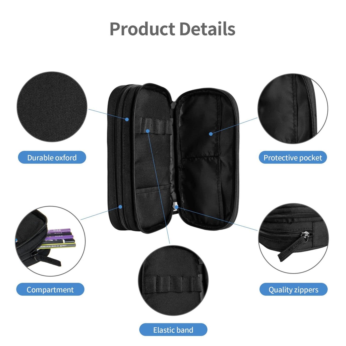 Basketball Pencil Case for Sports Boys Girls, High Capacity Cool Black Pencil Pouch with Zippers