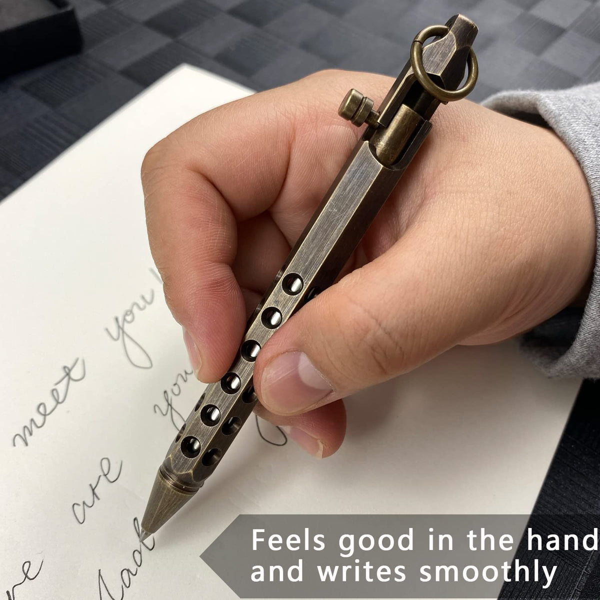 Bolt Action Pen, Metal edc Tactical Pocket Pen, Brass Pen with Refills