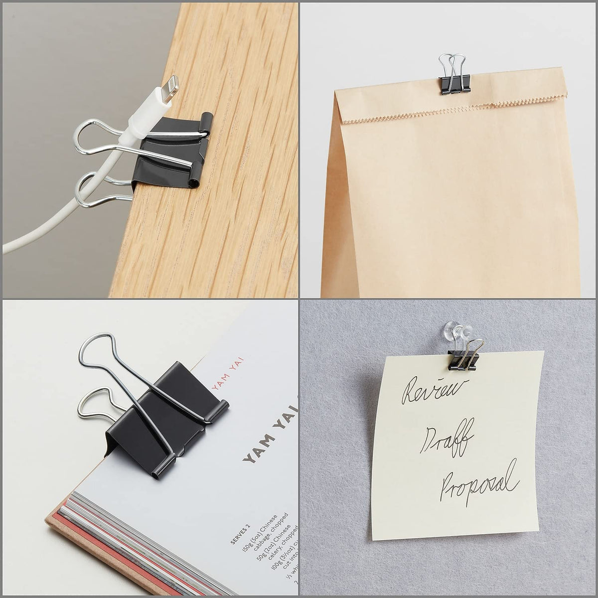 Staples Binder Clips, Medium 0.63 In Capacity, Black, 24-Pack